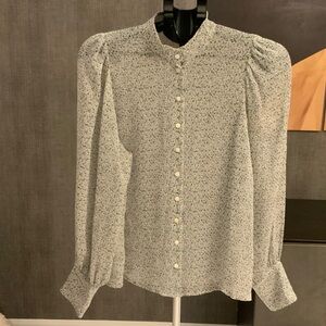 Tristan White, Blue and Green Floral Blouse M